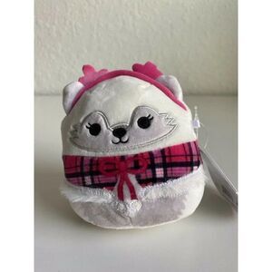 2021 Squishmallow 4.5” Geacelynn the Wolf CHRISTMAS Holiday Scarf Headband NWT